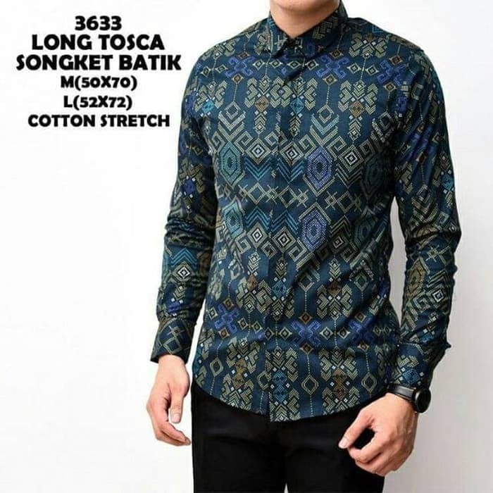 Foto Produk Baju Kemeja Batik Songket Lengan Panjang Pria Tosca Slimfit dari Virtual Custom Clothing