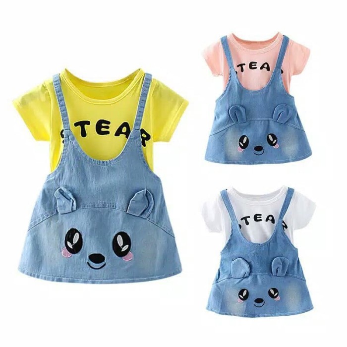 Jual Baju anak musim panas bayi perempuan kartun tali gaun