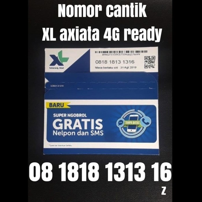 Nomer cantik XL axiata 4G ready nomor kartu perdana double abab 1316