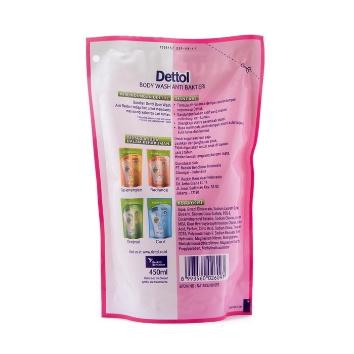 Dettol Sabun Mandi Cair Skincare - Botol 300mL + Pouch 250mL