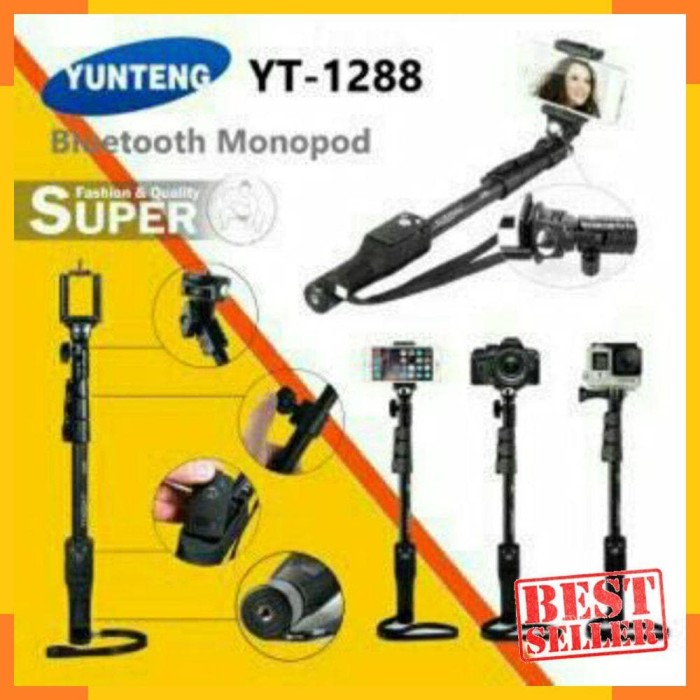 Yunteng Tongsis Bluetooth YT - 1288 Hitam Original