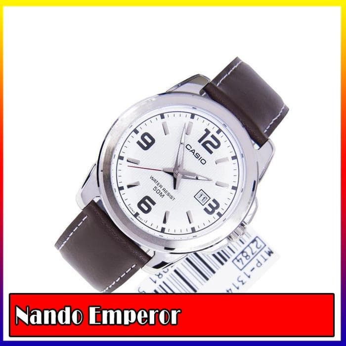 Jam Tangan CASIO ORIGINAL PRIA MTP-1314L-7A SILVER COKLAT
