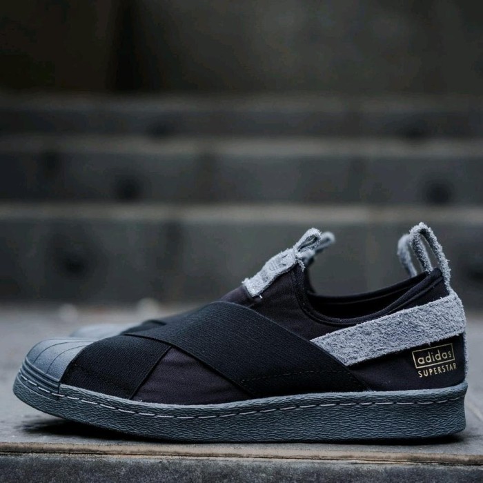 adidas superstar slip on black grey