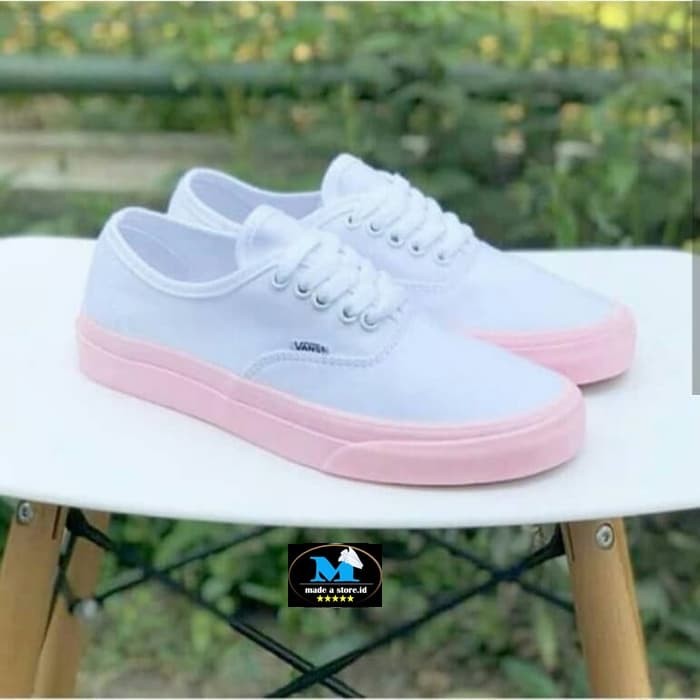 vans authentic white pink