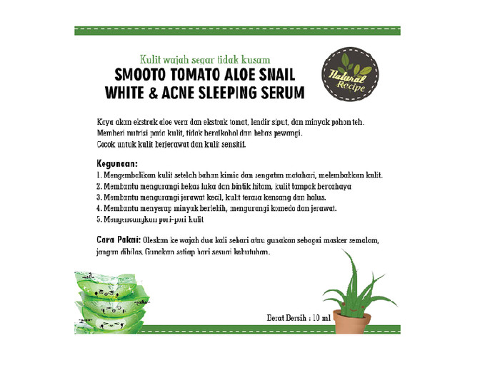 SMOOTO Tomato Aloe Snail White & Acne Sleep Serum 10 ML