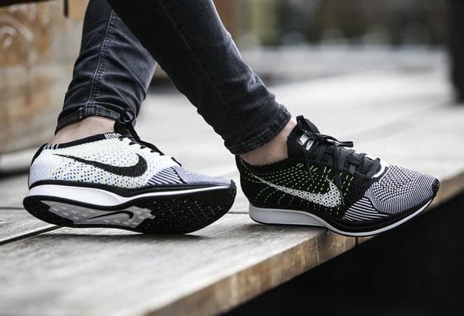 flyknit racer black white