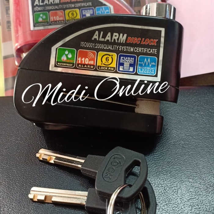 Gembok Alarm Disc Lock Cakram Motor - Anti Maling Gembok - Hitam