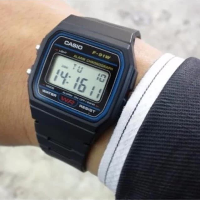 Jam Tangan Pria Casio Original F-91W 1D / 1DG Karet -Hitam- -