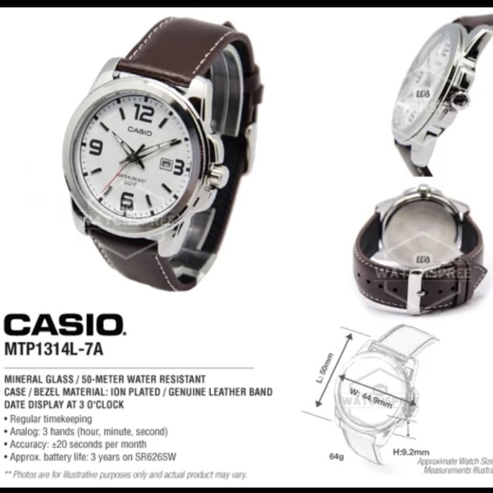 Jam Tangan Pria Casio MTP-1314L-7A Original