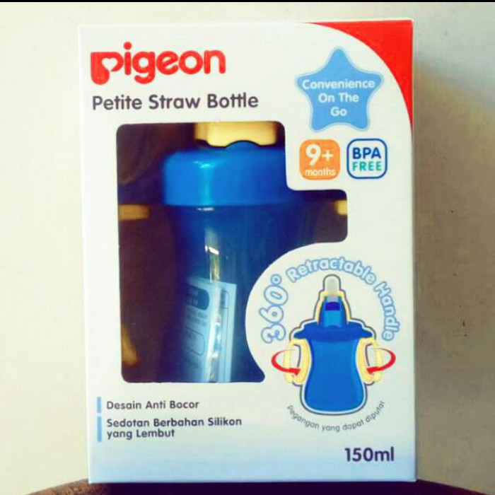 Pigeon Petite Straw Bottle 150ml botol minum anak dengan sedotan - Biru