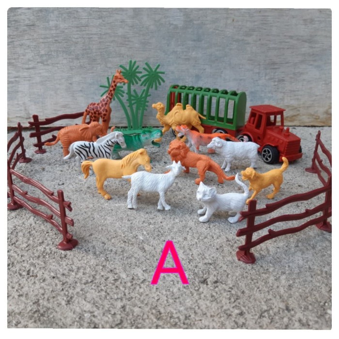 Jual Mainan Set Animal Karet Hewan Liar Kebun Binatang Mini