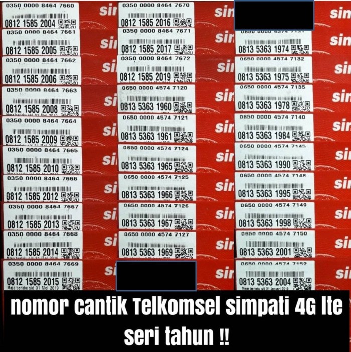 kartu perdana simpati Telkomsel 4G nomor cantik seri tahun best !