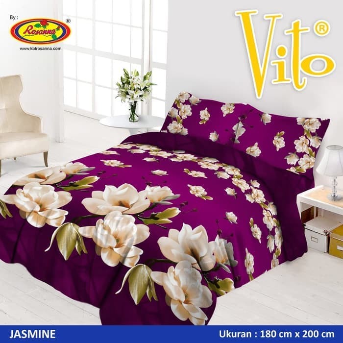 Sprei Vito Disperse Plat King Bantal 4 180x200x20 Jasmine Flower