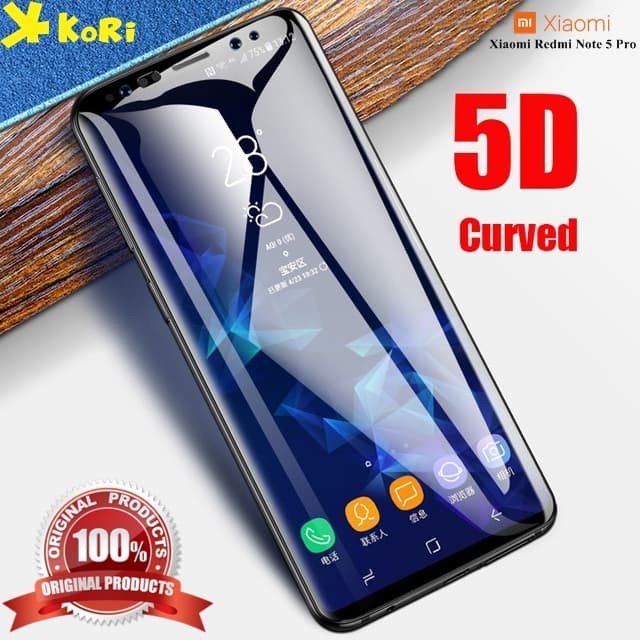 Tempered Glass 6D Xiaomi Redmi Note 5 Pro Anti Gores Full Kaca Warna - Hitam