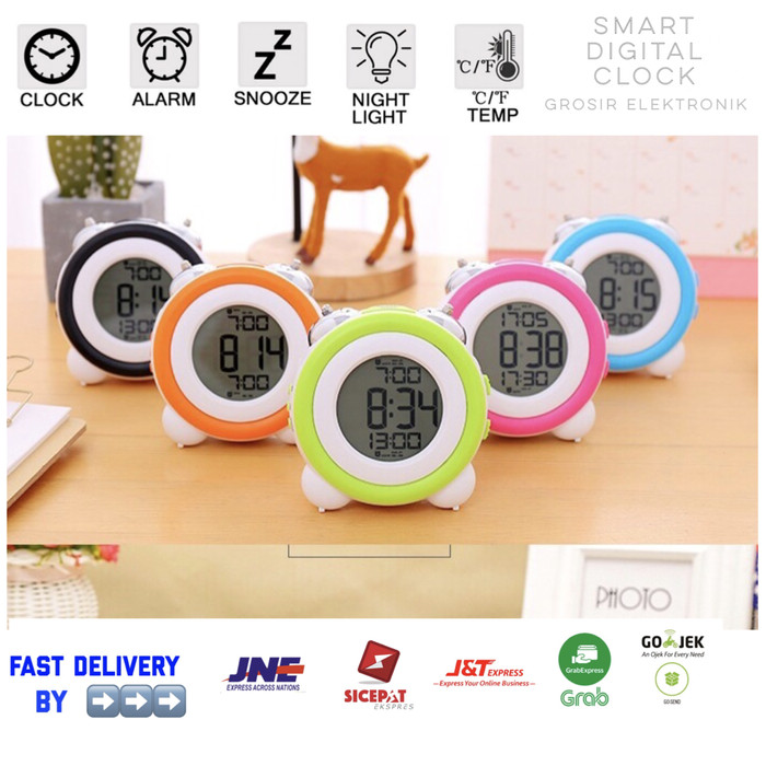 Jam Weker / Digital Desktop Smart Clock / Jam Meja Alarm GH-0705 - Hitam