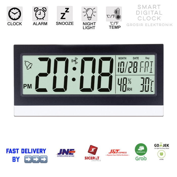 Jam Weker / Digital Desktop Smart Clock / Jam Meja Alarm KD-1852 - Hitam
