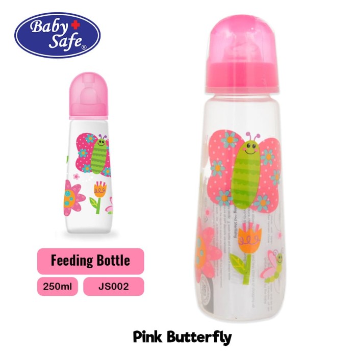 Baby Safe Feeding Bottle 250ml (JS002) / Botol Susu Bayi - Pink Butterfly