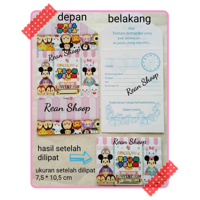 Jual Kartu Undangan Ulang Tahun Ultah Anak Lipat Karakter Tsum Tsum Kab Tangerang Rumahkushop99 Tokopedia