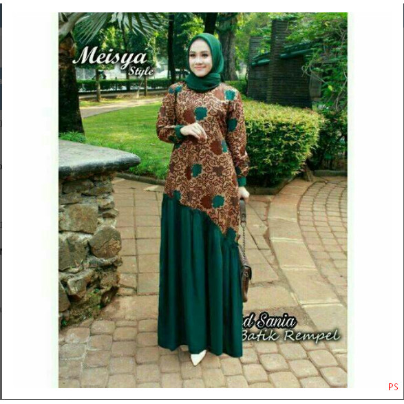 20+ Inspirasi Gamis Duyung Batik Kombinasi Polos