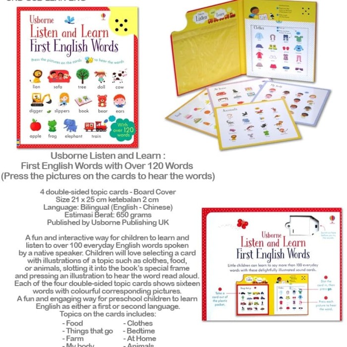 Jual Usborne Listen And Learn First English Words With Over 120 Words Kab Tangerang Mamadine Stuffs Tokopedia