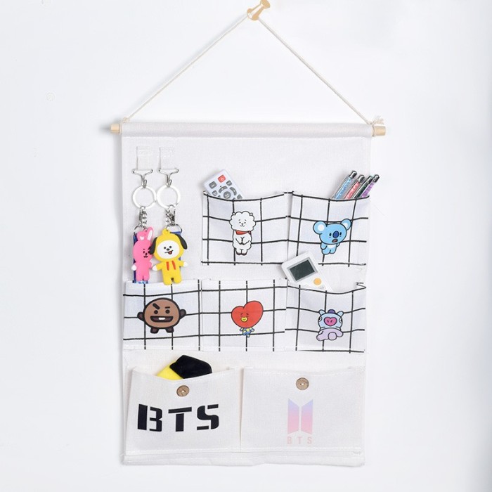 Jual Import Bts Bt21 Storage Bag Cartoon Wall Hanging Bag Wall
