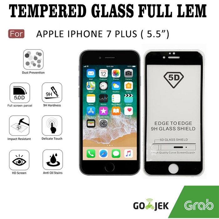 Jual Tempered Glass Full Lem Hd For Iphone 7 Plus Pelindung