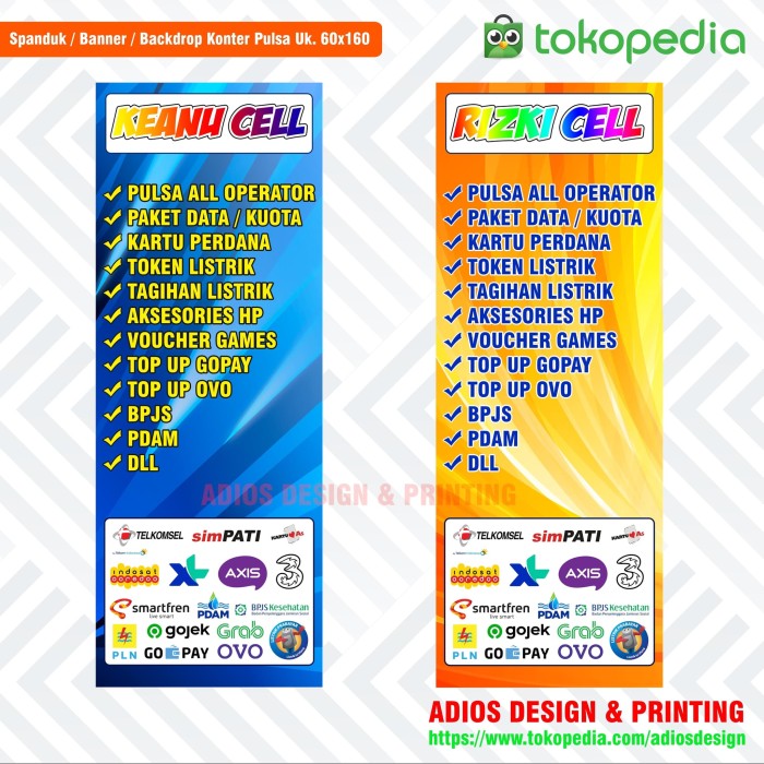 Jual Spanduk Banner Konter Pulsa Uk 60x160 Model Joss Kota Tangerang Adios Design Printing Tokopedia