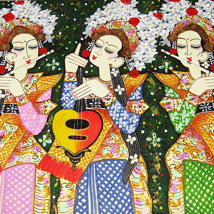 Jual Lukisan  3 Penari Bali Yang  Cantik  dan Elegant Kota 