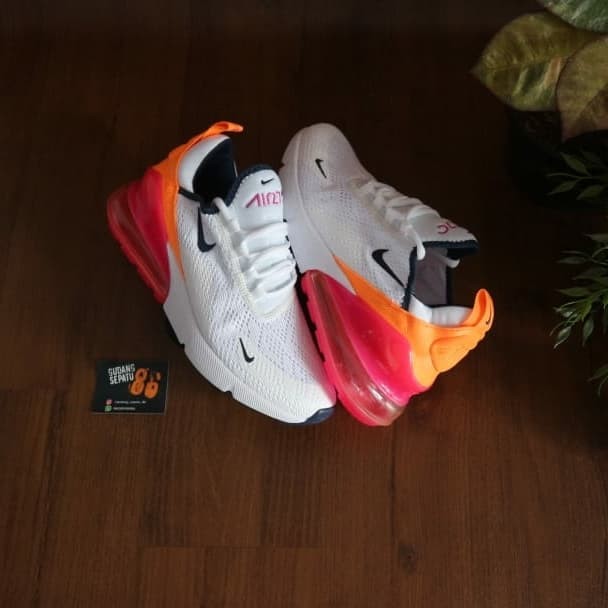 women's white and orange nike 270
