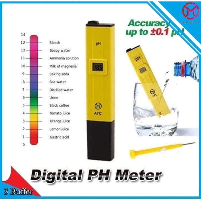 Jual PH Meter Digital Lengkap Kotak + bubuk Kalibrasi + Baterai