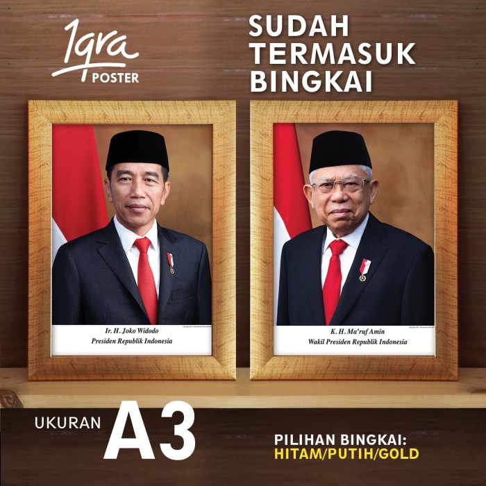 Jual Foto Presiden  dan Wakil  Presiden  Republik Indonesia 