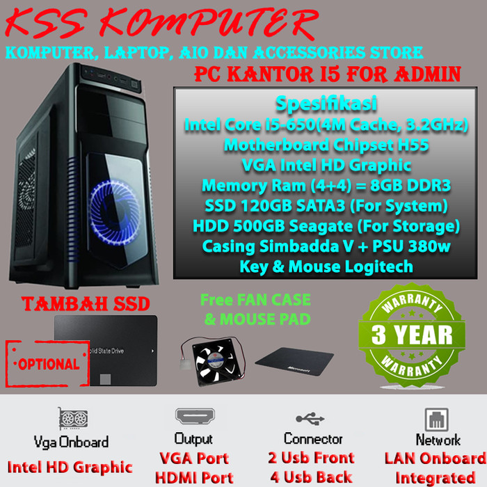 Jual Baru Komputer PC Rakitan I5 Cocok untuk Kantor 
