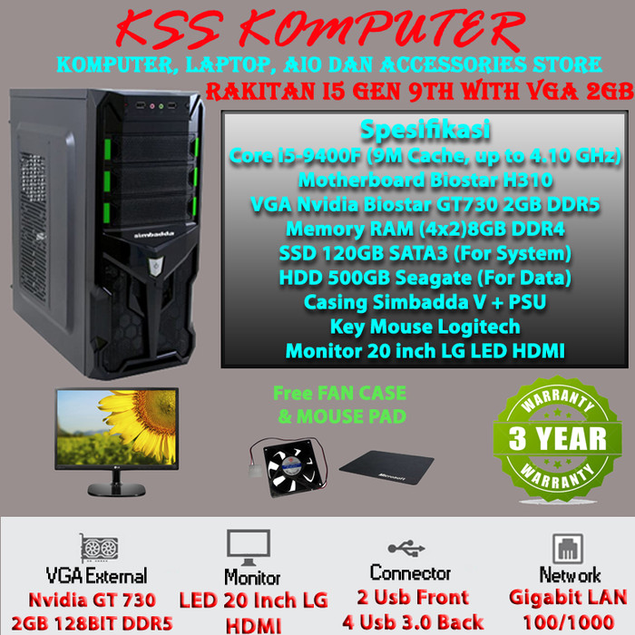 Jual PC Rakitan/Komputer [Core i5, VGA 2GB, 8GB] Gen