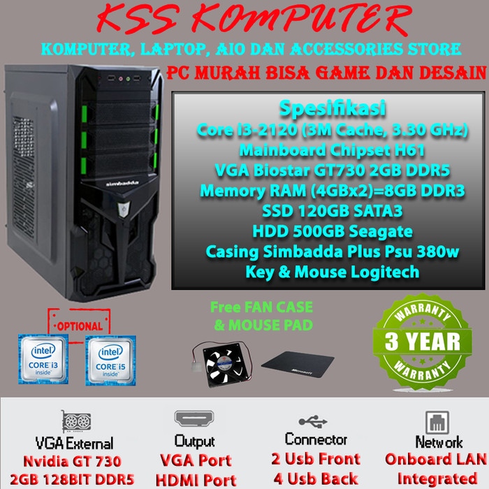 Jual Baru Komputer PC Rakitan I3 Untuk Desain Maupun Game 