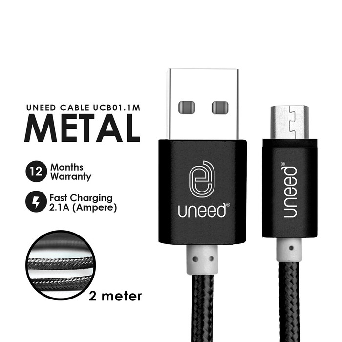 Promo Uneed Nylon Kabel Data Micro USB 2M Fast Charging 2