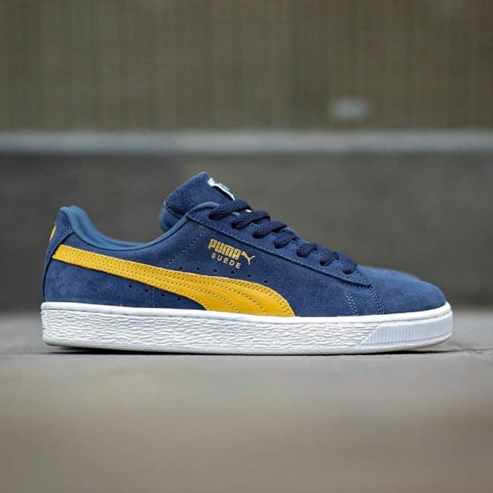 puma suede navy yellow