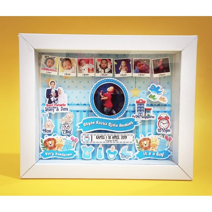 Jual Pop Up Frame Baby Biodata - kado Frame kelahiran bayi 3D - Kab