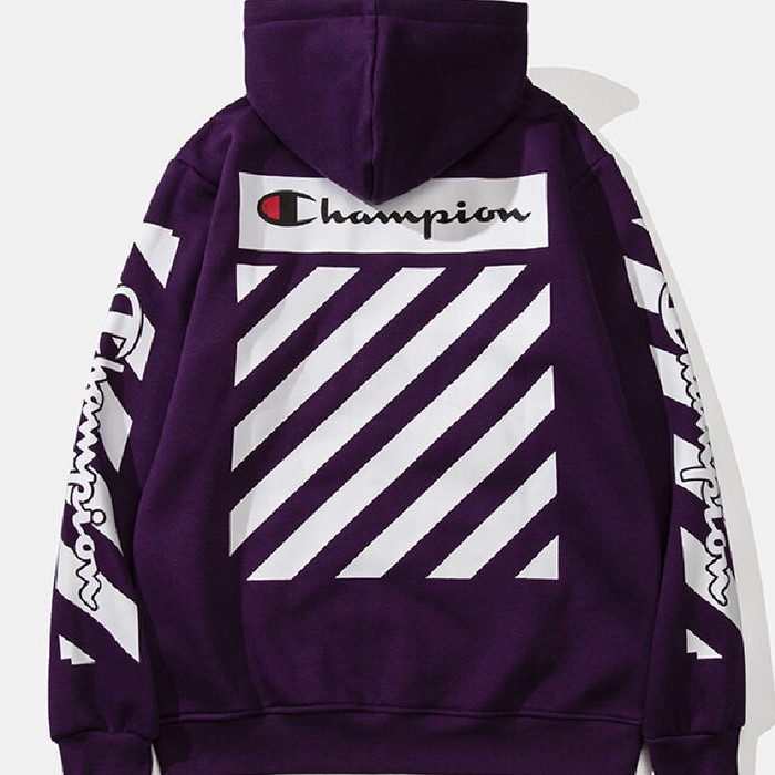off white champion purple hoodie