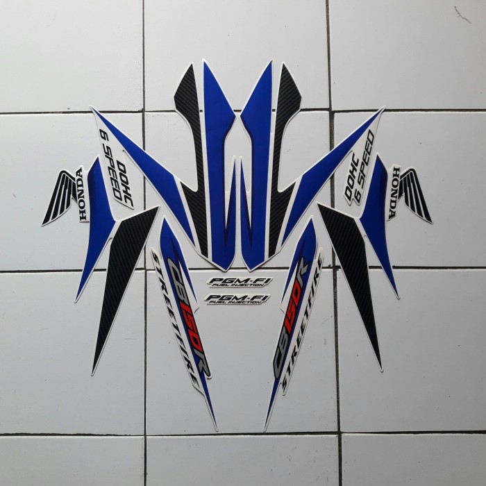 Jual Sticker Striping Motor Honda Cb150r 2014 Putih Biru Kab