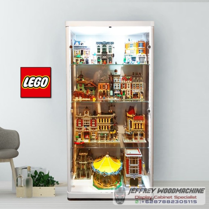 Jual LEMARI  RAK PAJANG KACA  KOLEKSI LEGO  LELE LEPIN BRICKS 