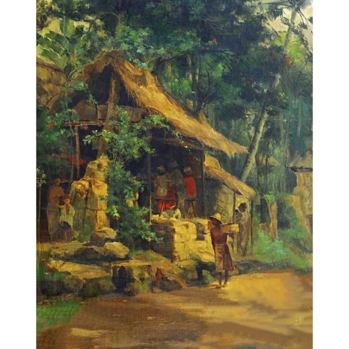 Jual Lukisan Pemandangan Desa Jaman Dahulu Kab Gianyar Jendela Ubud Painting Tokopedia