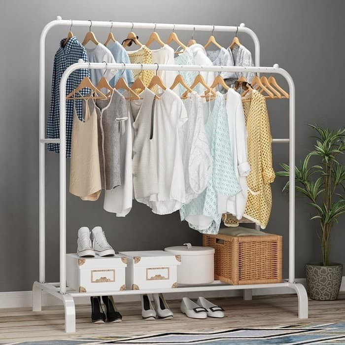 Jual Rak Baju Gantung Rak Standing Double Row Windproof Clothes Hanger