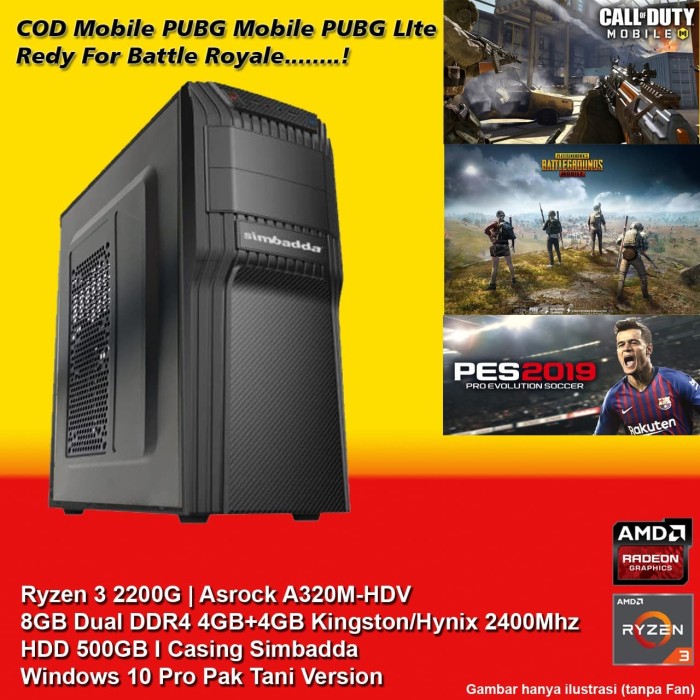 Jual PC Gaming Ryzen 3 2200G 8GB RAM by Asrock - Jakarta 