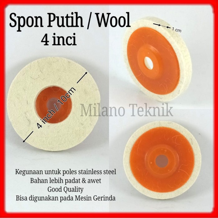 Jual Spon Putih 4 Amplas Gerinda Spon Wool 4 inci poles 