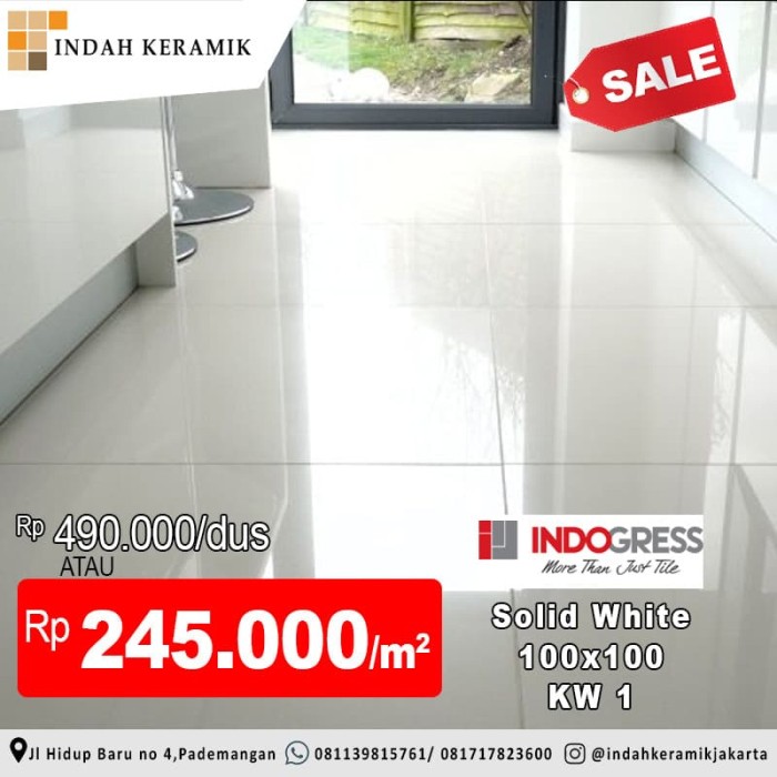 Jual Granit  Homogenous Tile INDOGRESS  Solid White 100x100  