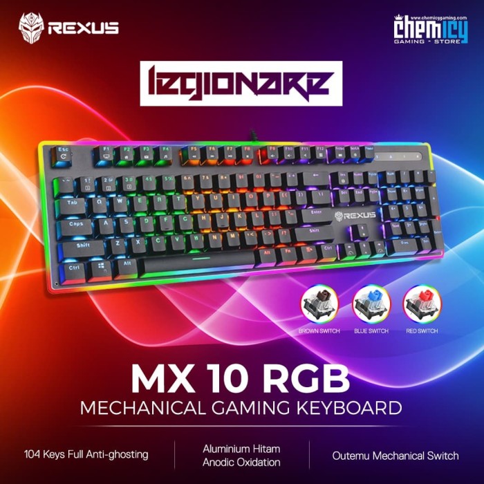 Jual Rexus Legionare MX10 Fullsize RGB Mechanical Gaming Keyboard