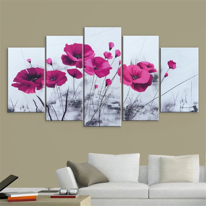Jual 5 Panel Canvas Print Paintings Flower Poster Home Room Wall Art Jakarta Pusat Fumara Batik Tokopedia