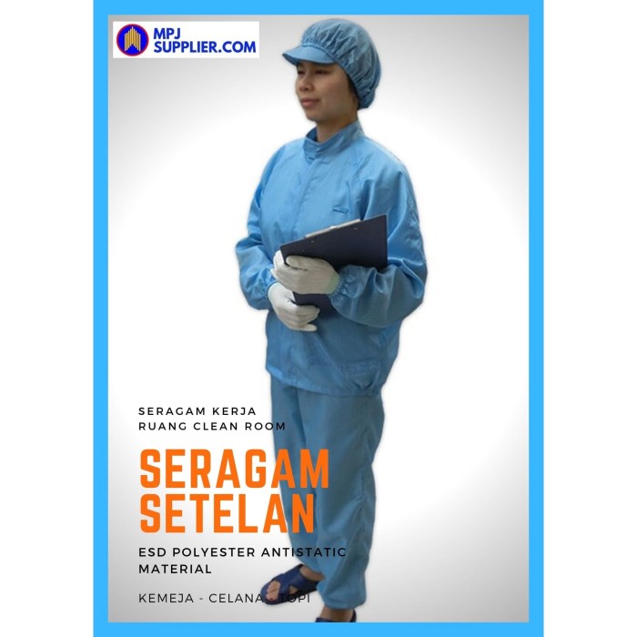 Jual SETELAN SERAGAM KERJA  BAHAN  ANTISTATIC KEMEJA 