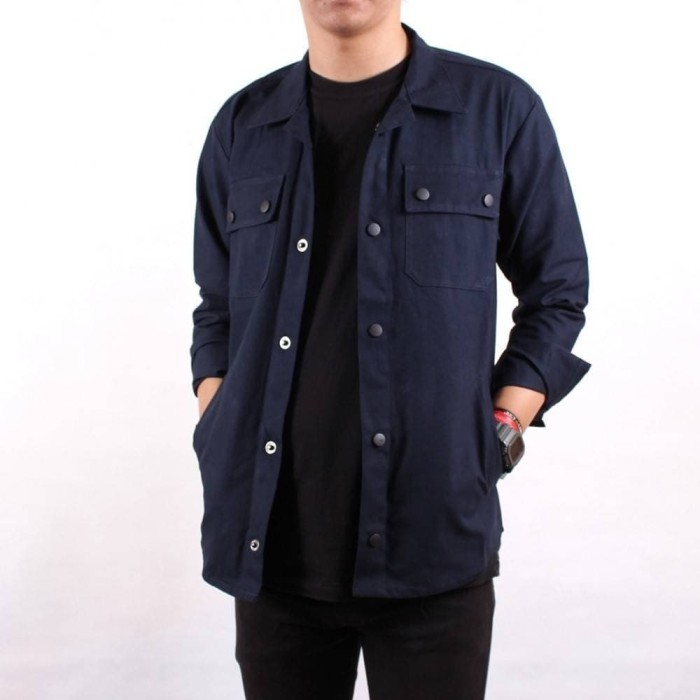 Jual Kemeja / Jaket Trucker Canvas Pria - Navy - Kota Bandung - Subao