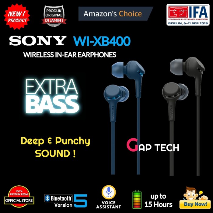 Jual Sony WI XB400 / WI XB 400 EXTRA BASS Wireless In-Ear Earphones ...